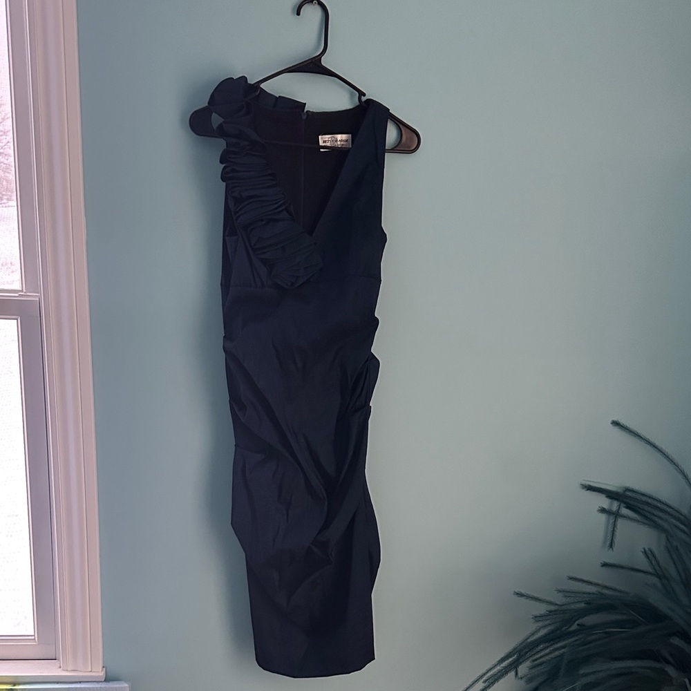 Betsy & Adam One Shoulder Navy Blue Dress